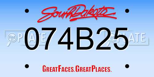 074B25 South Dakota License Plate