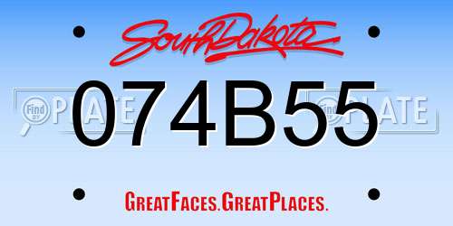 074B55 South Dakota License Plate