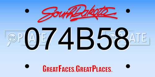 074B58 South Dakota License Plate
