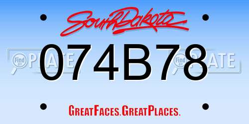 074B78 South Dakota License Plate