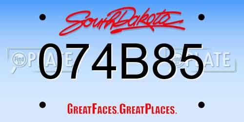 074B85 South Dakota License Plate