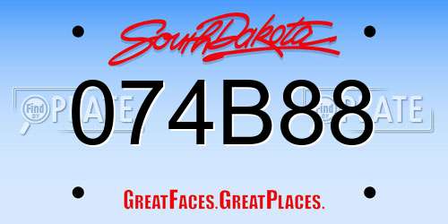 074B88 South Dakota License Plate