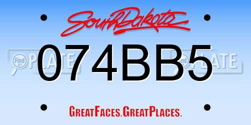 074BB5 South Dakota License Plate