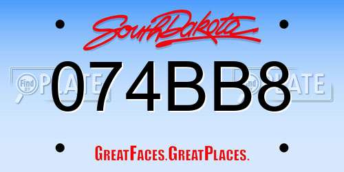 074BB8 South Dakota License Plate