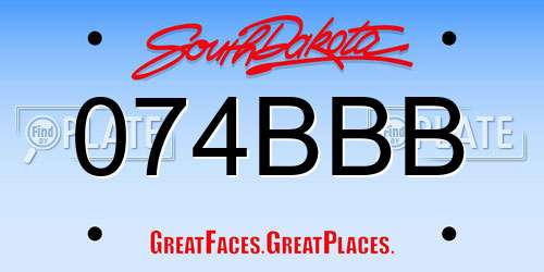 074BBB South Dakota License Plate