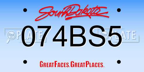 074BS5 South Dakota License Plate