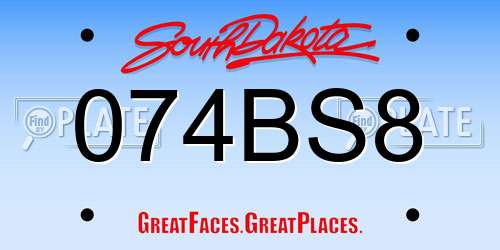 074BS8 South Dakota License Plate