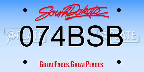074BSB South Dakota License Plate