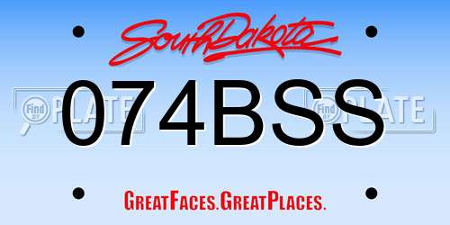 074BSS South Dakota License Plate