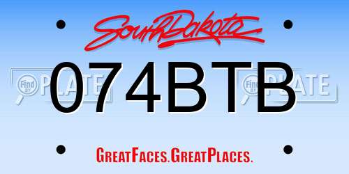 074BTB South Dakota License Plate