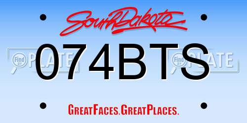 074BTS South Dakota License Plate