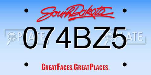 074BZ5 South Dakota License Plate