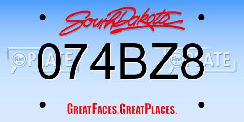 074BZ8 South Dakota License Plate