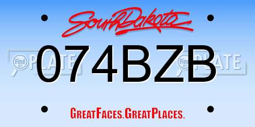 074BZB South Dakota License Plate