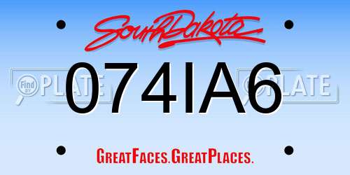 074IA6 South Dakota License Plate