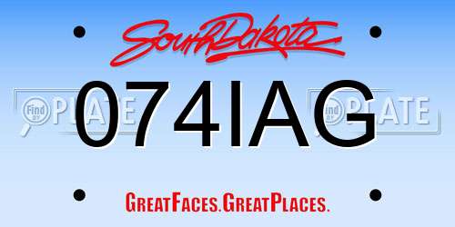 074IAG South Dakota License Plate