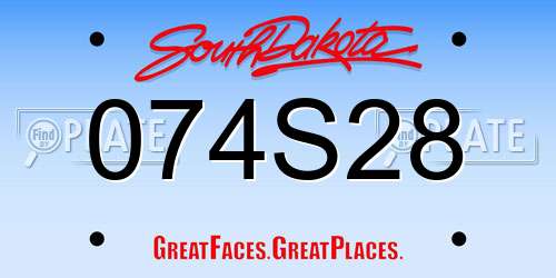 074S28 South Dakota License Plate