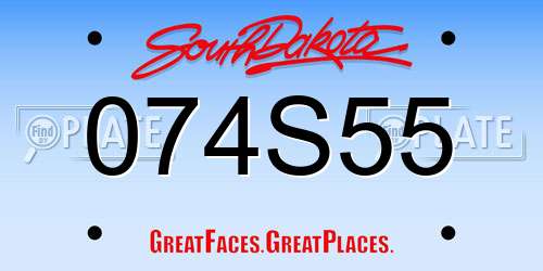 074S55 South Dakota License Plate