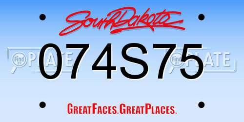 074S75 South Dakota License Plate