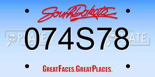 074S78 South Dakota License Plate