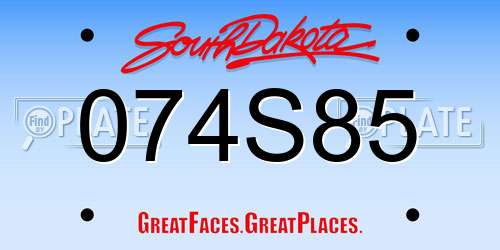 074S85 South Dakota License Plate