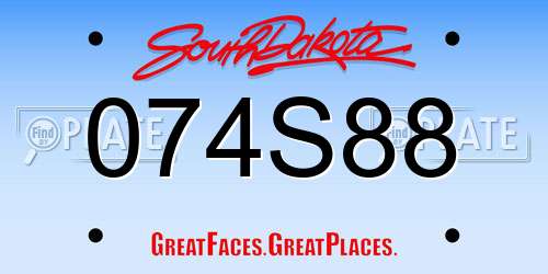074S88 South Dakota License Plate