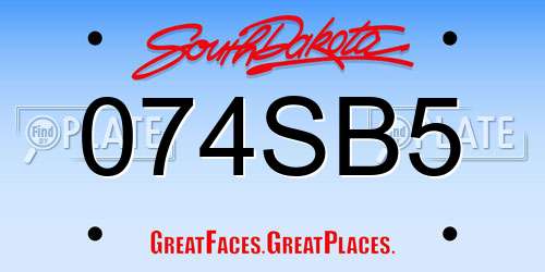 074SB5 South Dakota License Plate