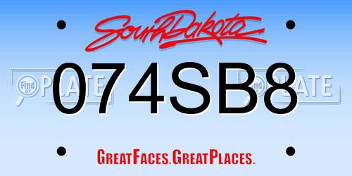 074SB8 South Dakota License Plate