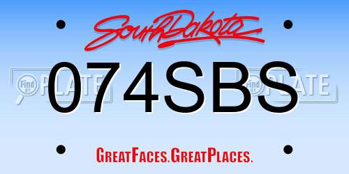 074SBS South Dakota License Plate