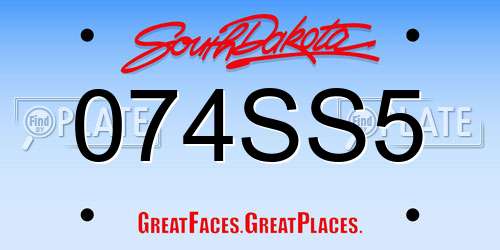 074SS5 South Dakota License Plate