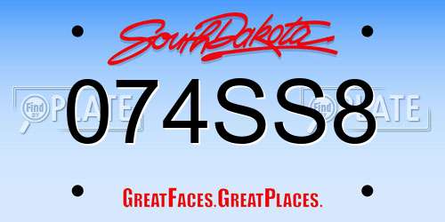 074SS8 South Dakota License Plate