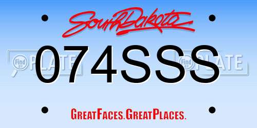 074SSS South Dakota License Plate