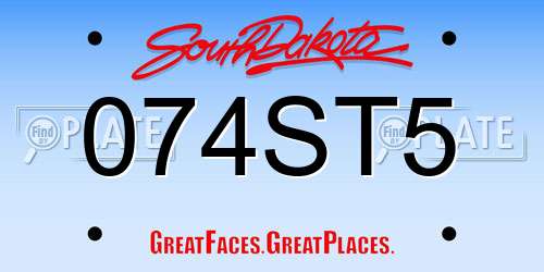 074ST5 South Dakota License Plate