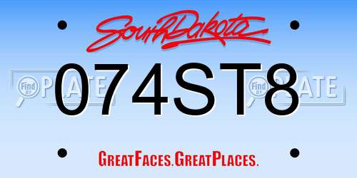 074ST8 South Dakota License Plate
