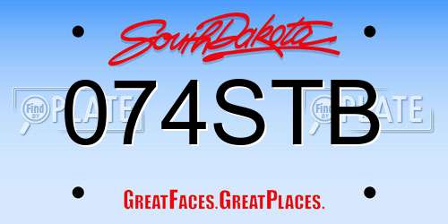 074STB South Dakota License Plate