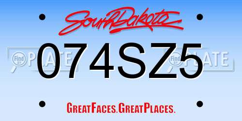 074SZ5 South Dakota License Plate