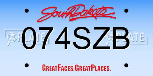 074SZB South Dakota License Plate