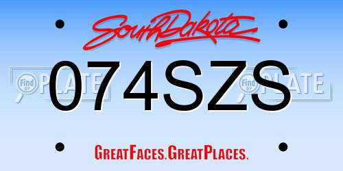 074SZS South Dakota License Plate