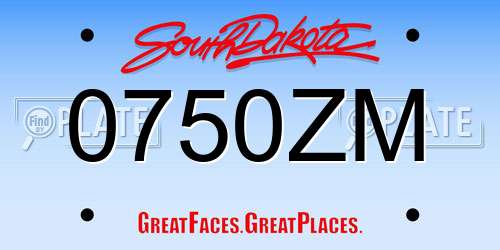 0750ZM South Dakota License Plate
