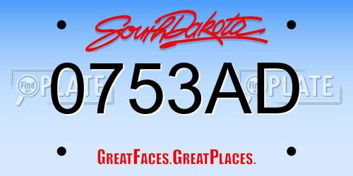 0753AD South Dakota License Plate