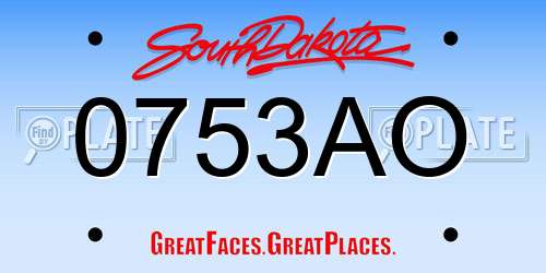 0753AO South Dakota License Plate