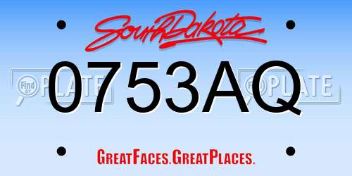 0753AQ South Dakota License Plate