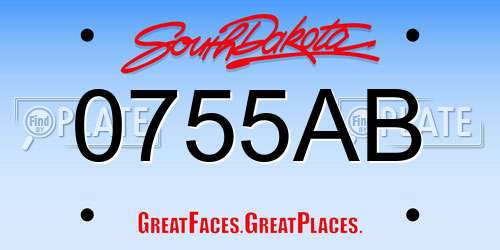 0755AB South Dakota License Plate