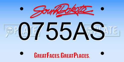 0755AS South Dakota License Plate