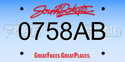 0758AB South Dakota License Plate