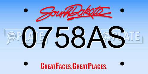 0758AS South Dakota License Plate