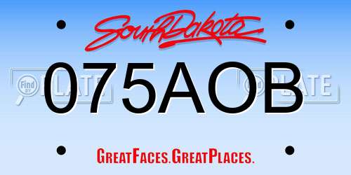 075AOB South Dakota License Plate