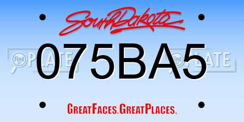 075BA5 South Dakota License Plate