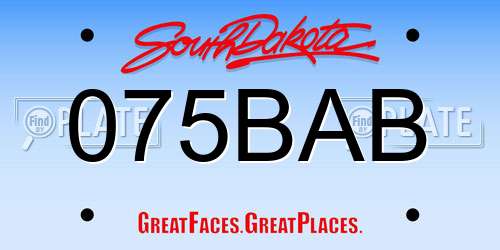 075BAB South Dakota License Plate