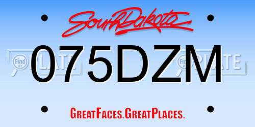 075DZM South Dakota License Plate